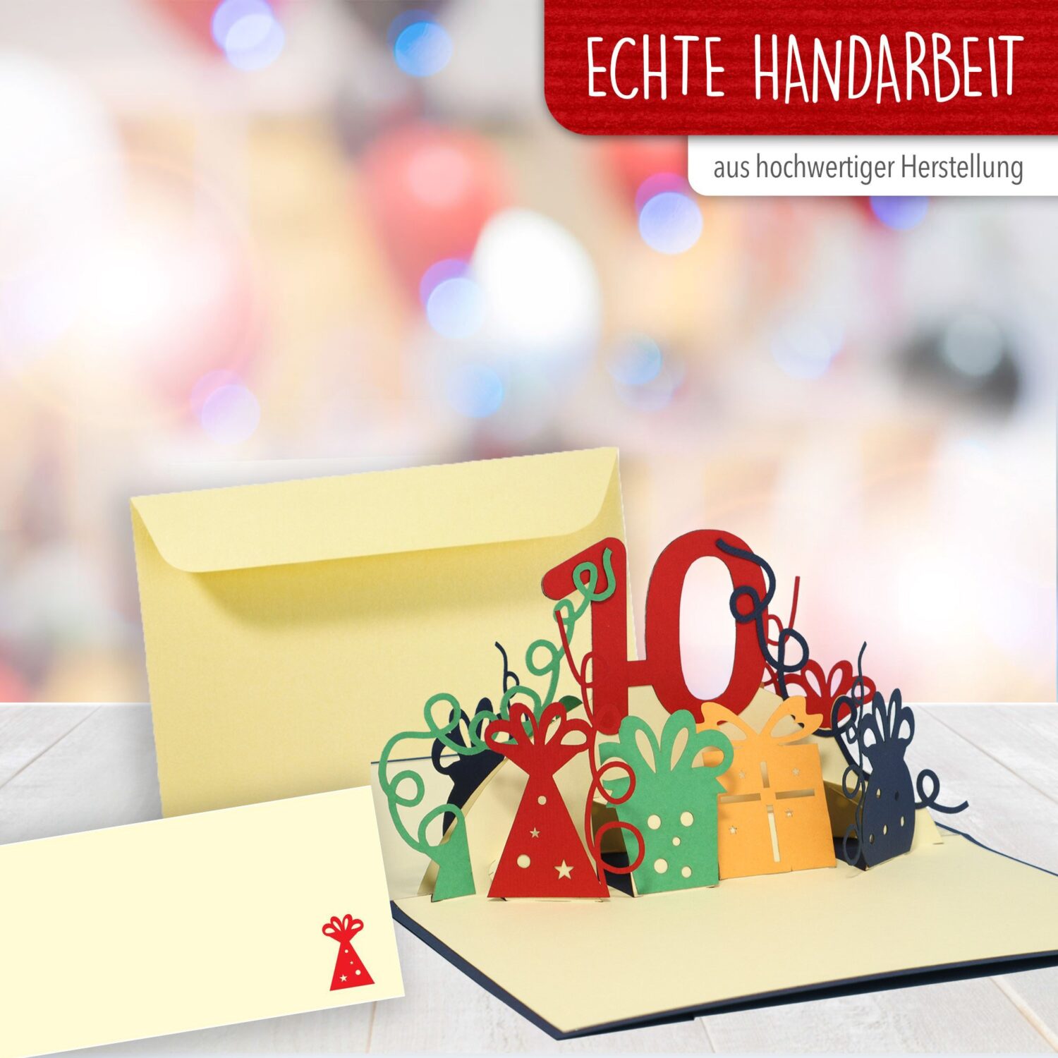 Pop Up Karte, 3D Karte, 10. Geburtstag, Jubiläum Zahl, blau, N395 - Imagen 4