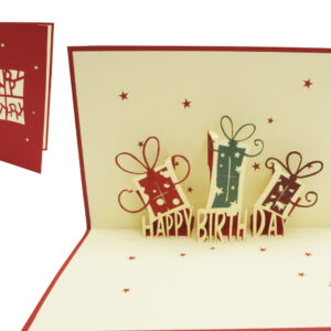 Pop Up Karte, 3D Karte, Geschenke, rot, N4