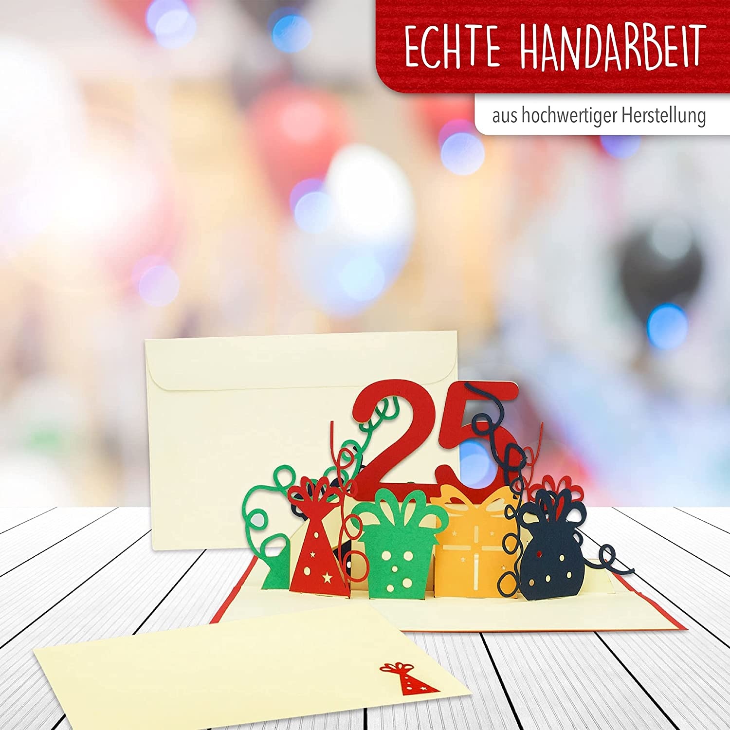 Pop Up Karte, 3D Karte, 25. Geburtstag, Jubiläum Zahl, rot, N286 - Imagen 5