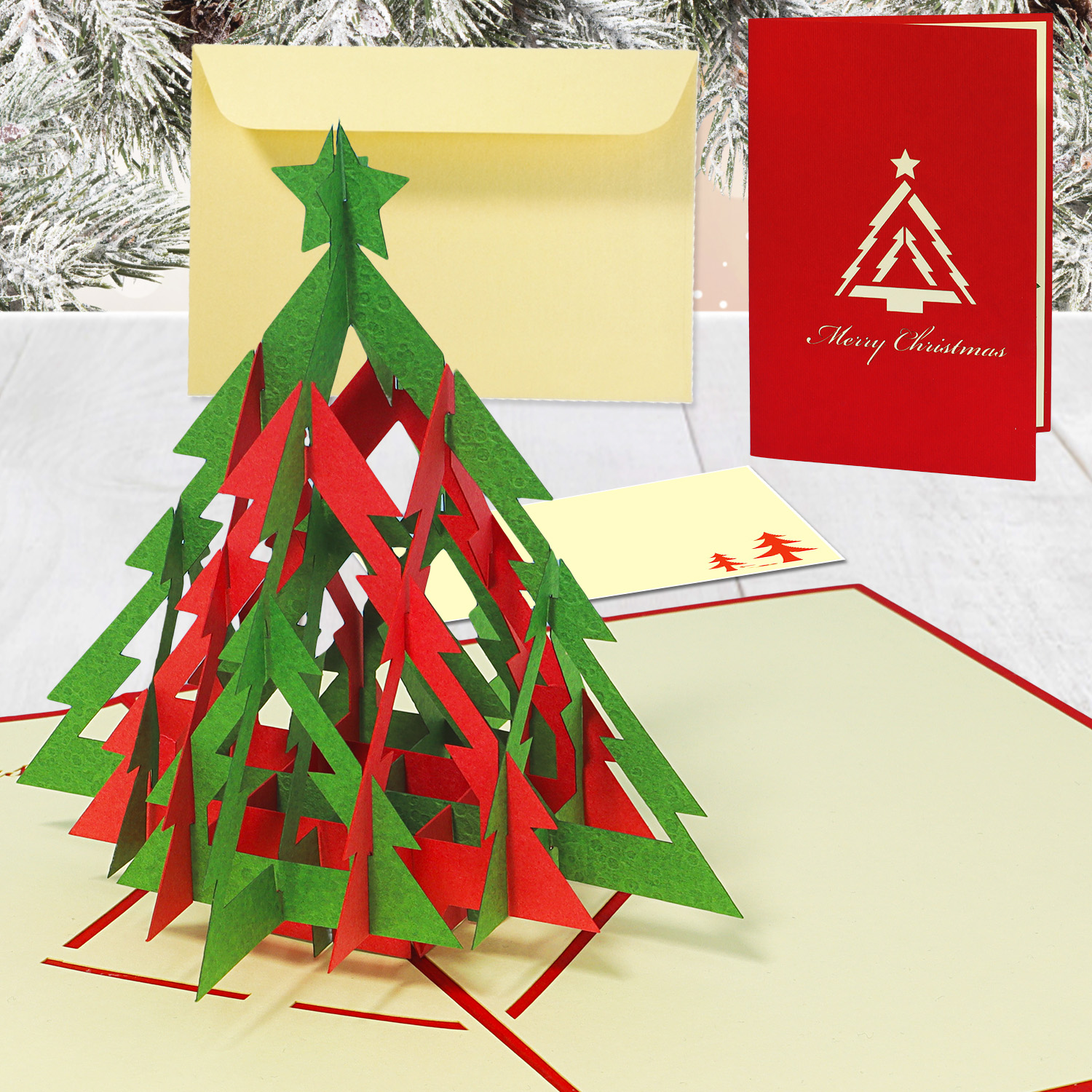 Pop Up Karte, 3D Karte, Weihnachtskarte, Weihnachtsbaum Sterne, N423