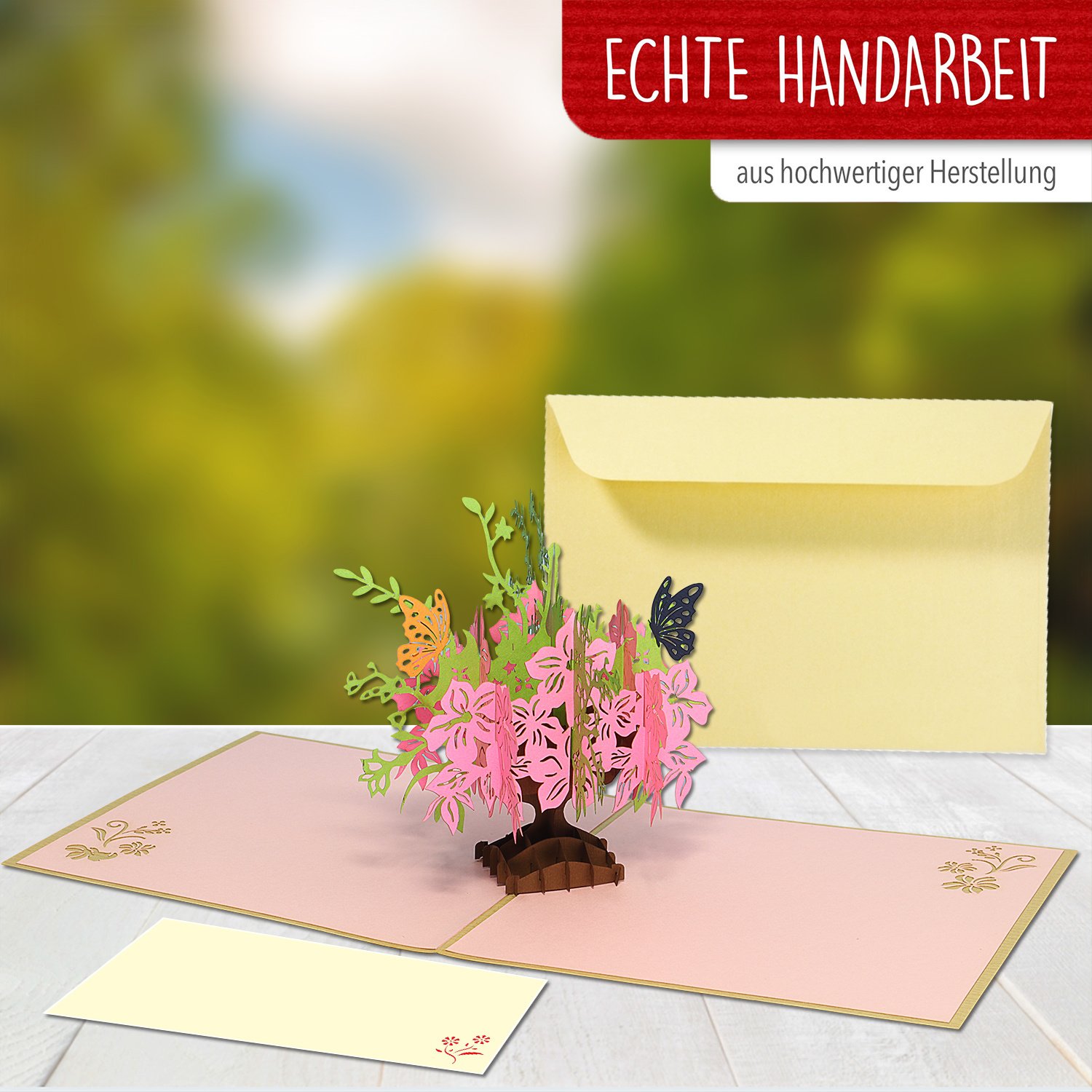 Pop Up Karte, 3D Karte, Rosa Blumen Vase, N379 - Image 4