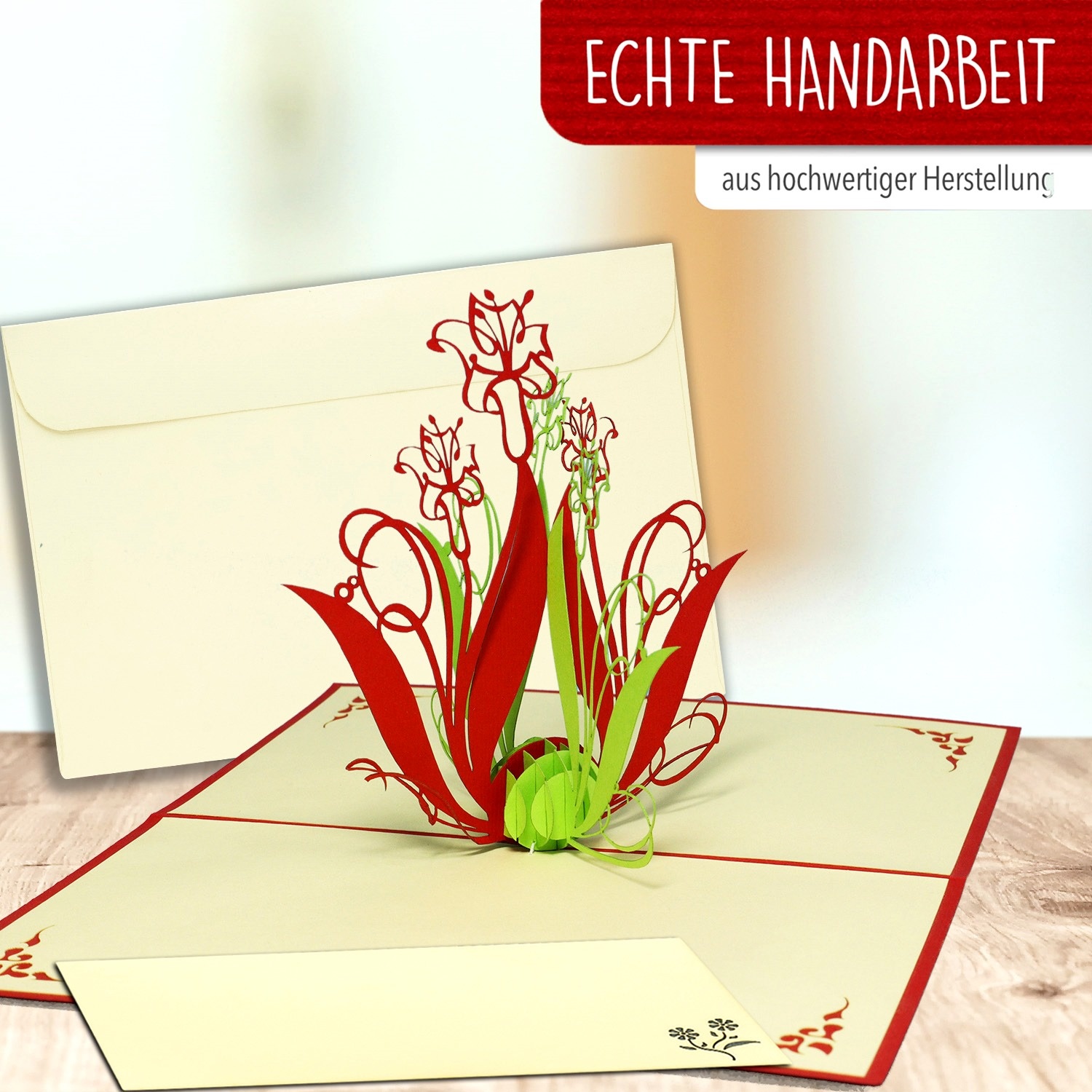 Pop Up Karte, 3D Karte, Lilien, Blumenstrauß, N40 - immagine 2