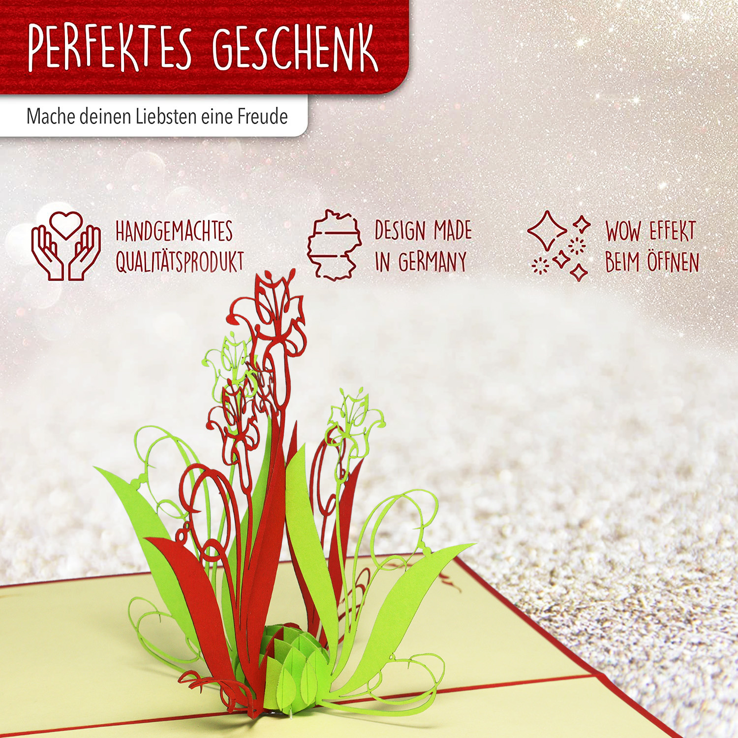 Pop Up Karte, 3D Karte, Lilien, Blumenstrauß, N40 - immagine 3