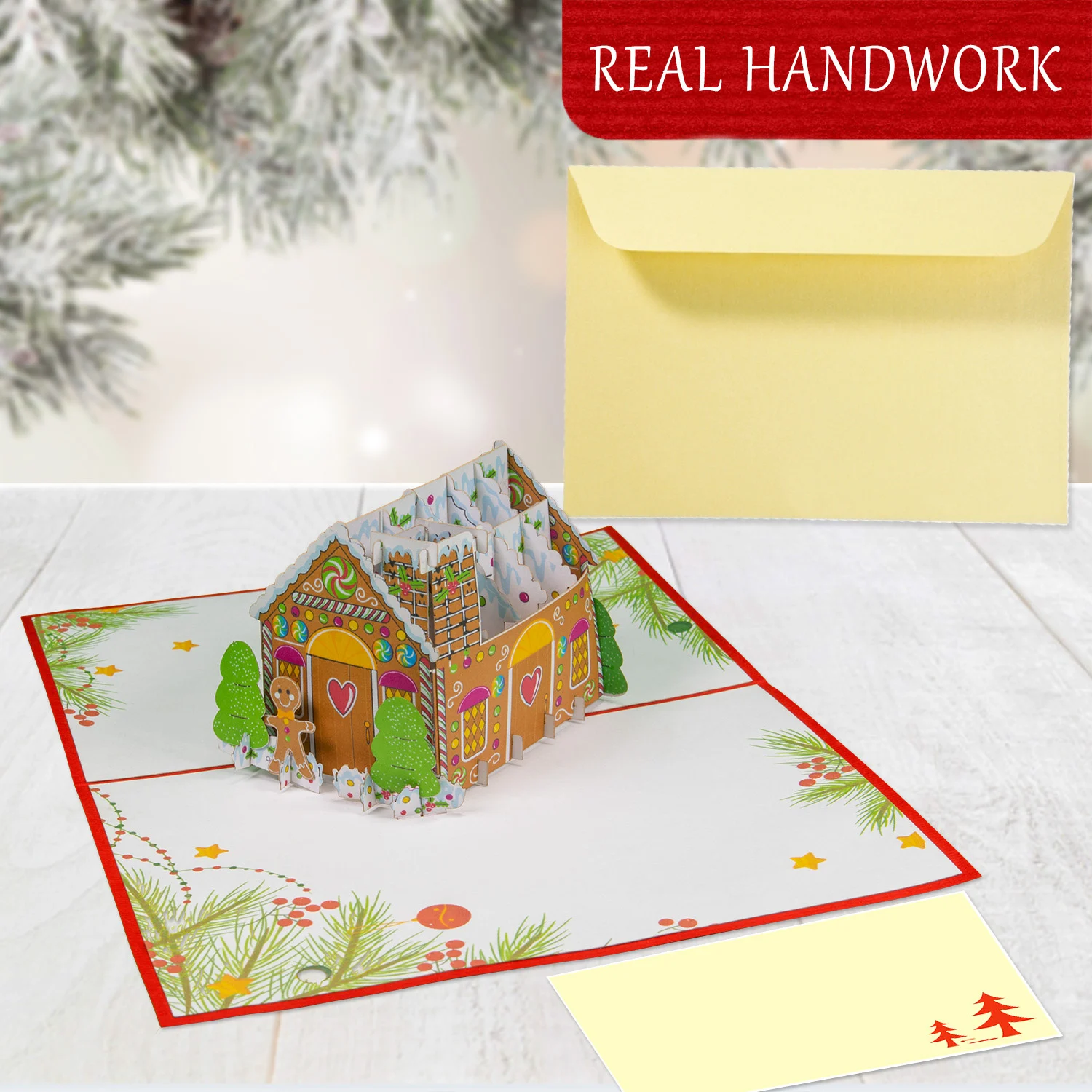 LINPopUp Karte, Pop-Up Karte Weihnachten, Lebkuchenhaus, N460 – Bild 2