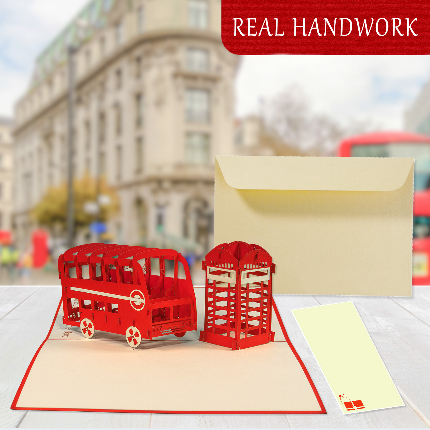 Pop Up Karte, 3D Karte, London Bus Telephone Box, N162 - Image 4
