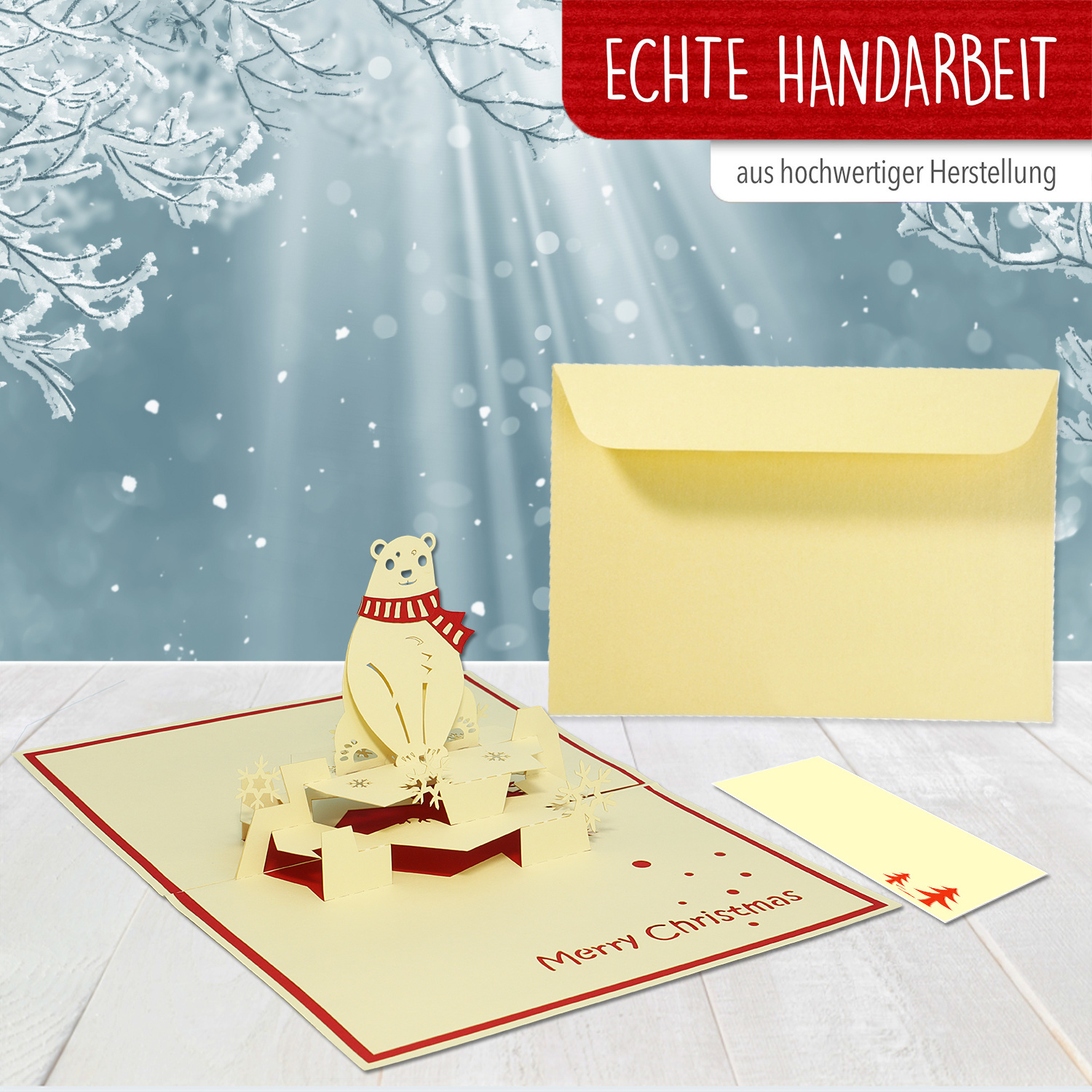 Pop Up Karte, 3D Karte, Weihnachtskarte, Eisbär, N415 – Bild 4