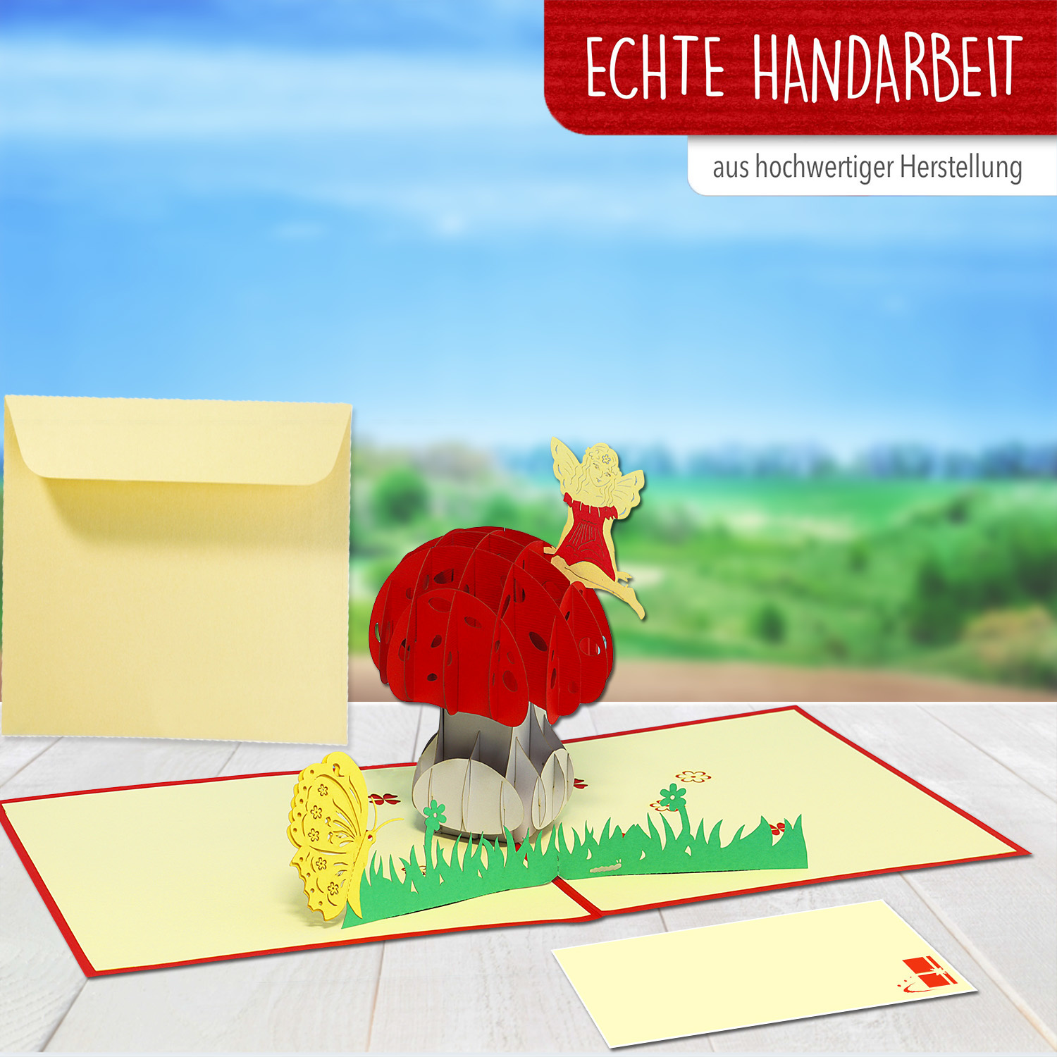 Pop Up Karte, 3D Karte, Pilz und Fee, N321 - Image 4