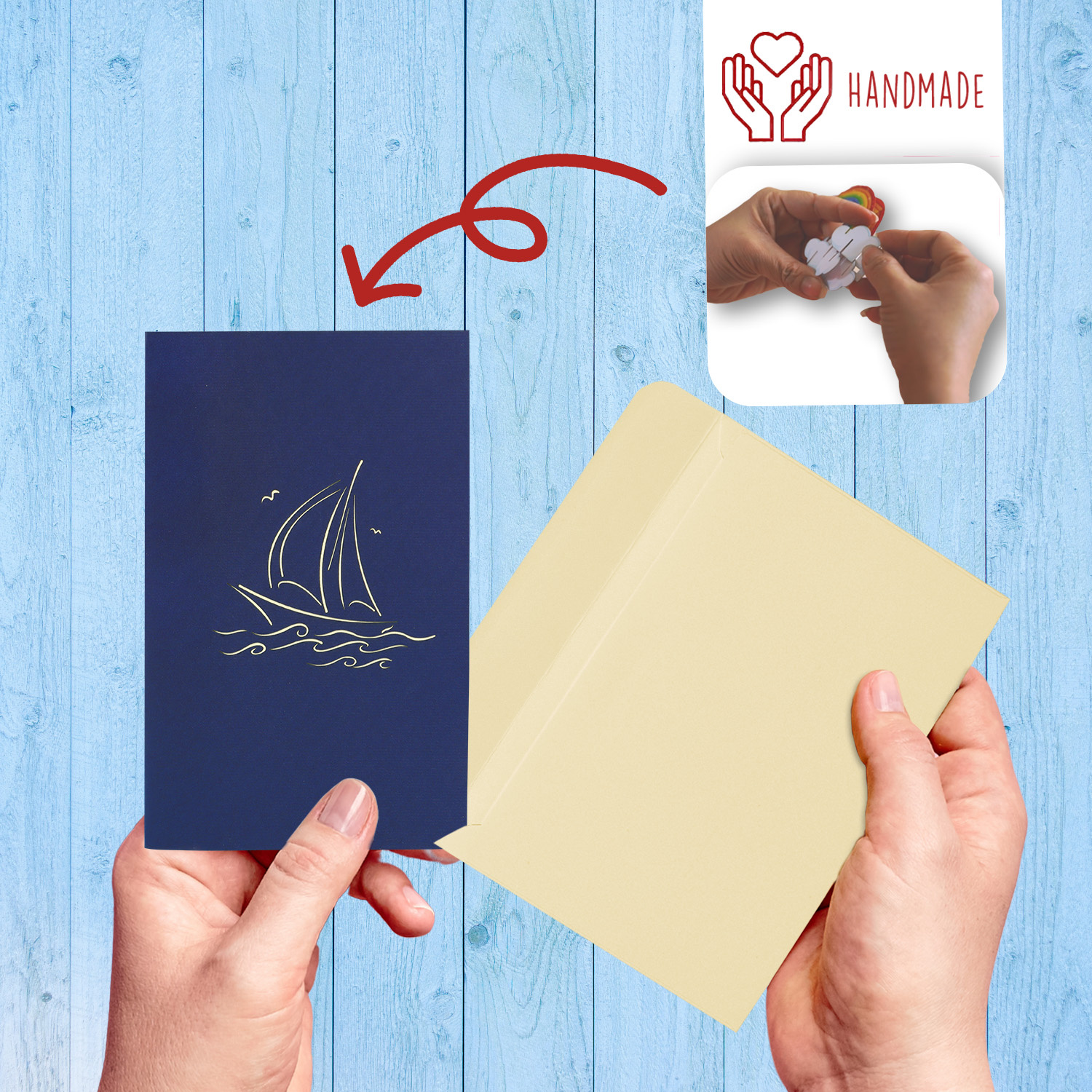 Pop Up Karte, 3D Karte, Segelboot, N104 - Imagen 5