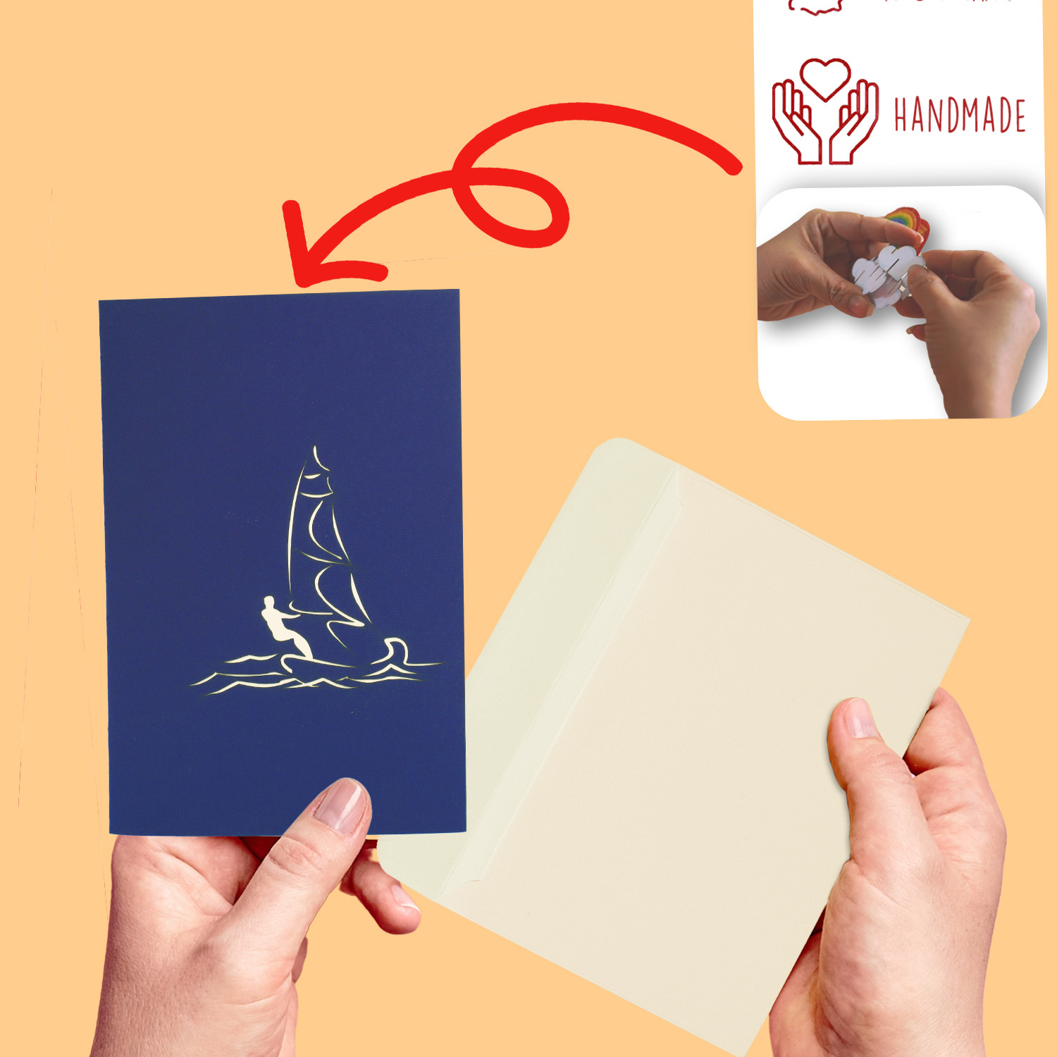 Pop Up Karte, 3D Karte, Surfer, N108 - immagine 4