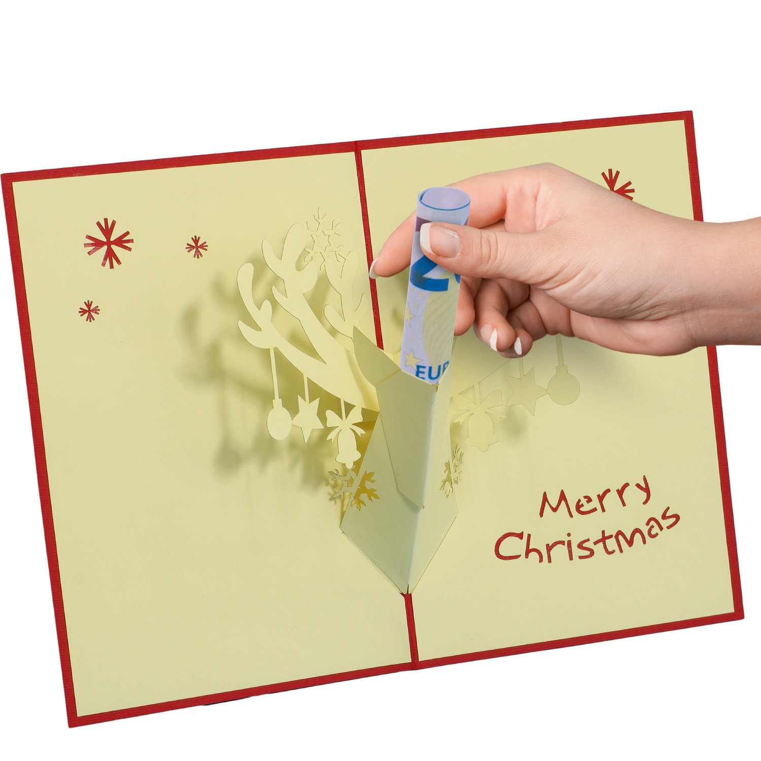 Pop Up Karte, 3D Karte, Weihnachtskarte, Geschmücktes Rentier, N430 – Image 5
