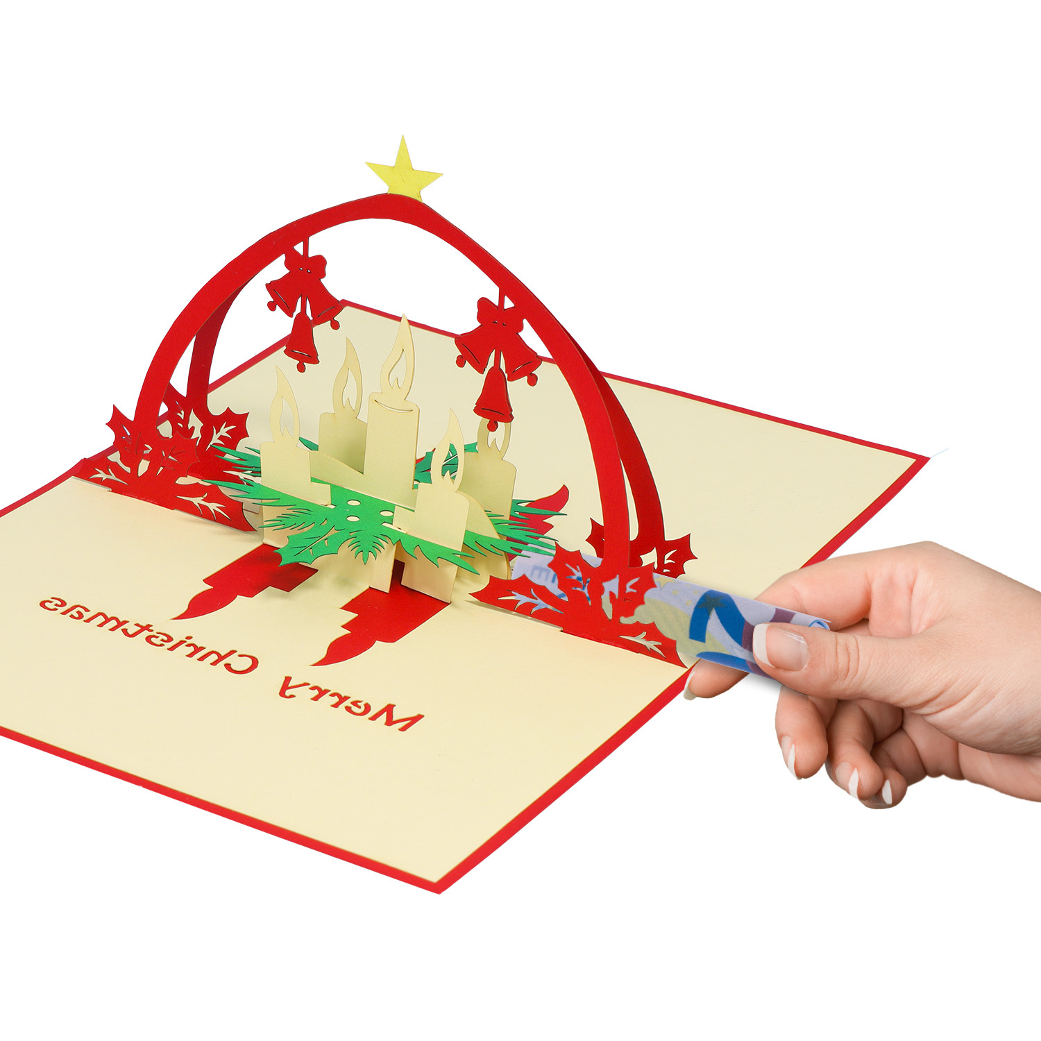 Pop Up Karte, 3D Karte, Weihnachtskarte, Adventskranz, N436 - immagine 6