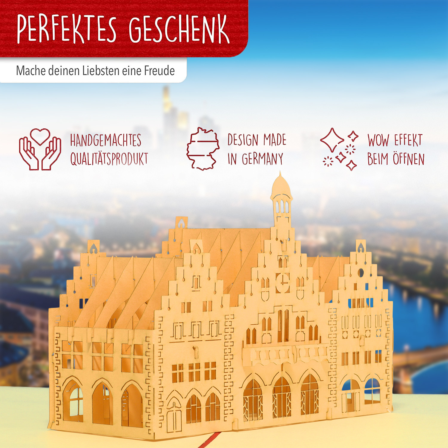 Pop Up 3D Karte, Glückwunschkarte, Reisegutschein, Frankfurter Römer, N217 – Bild 3