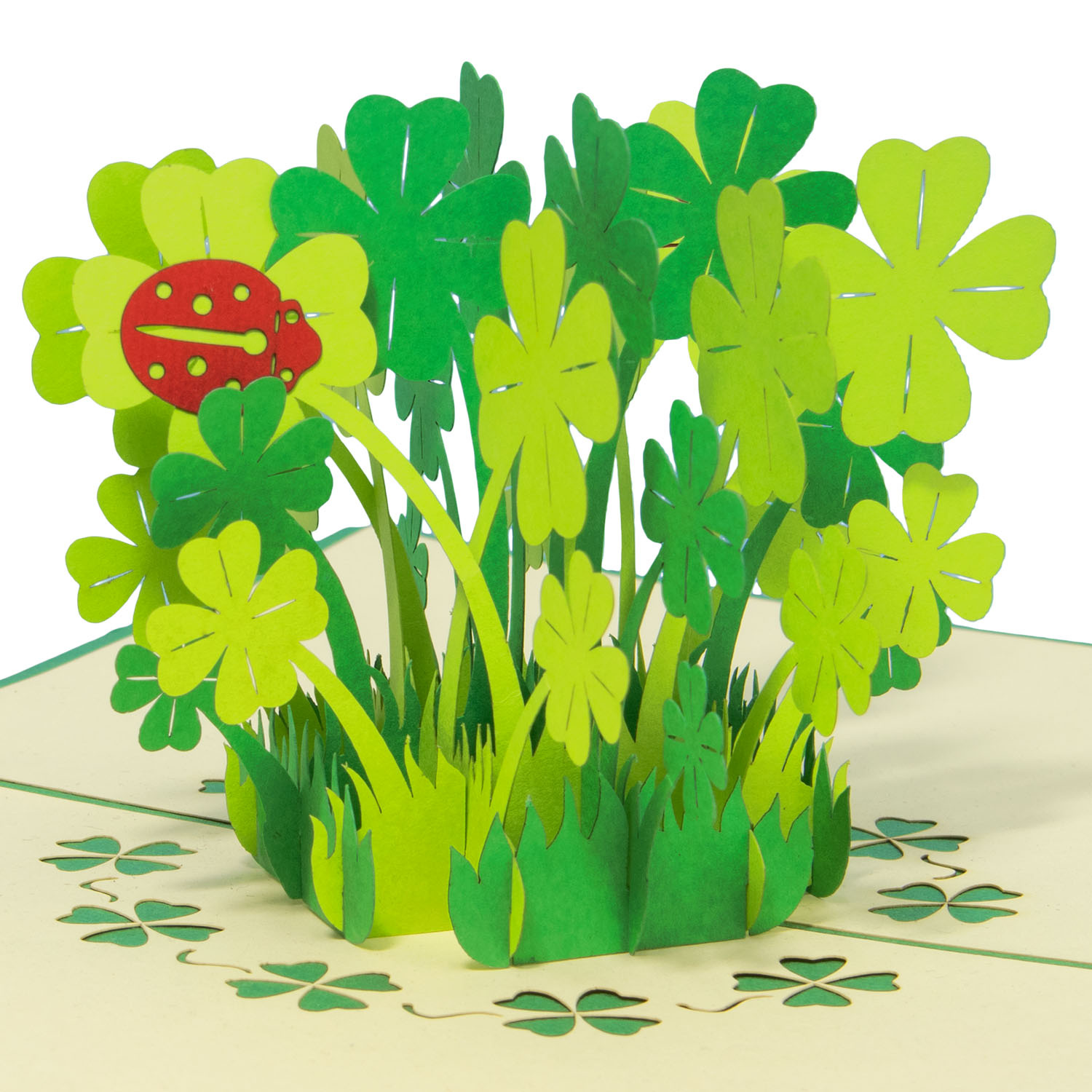 Pop Up Karte, 3D Karte, Kleeblätter, N276