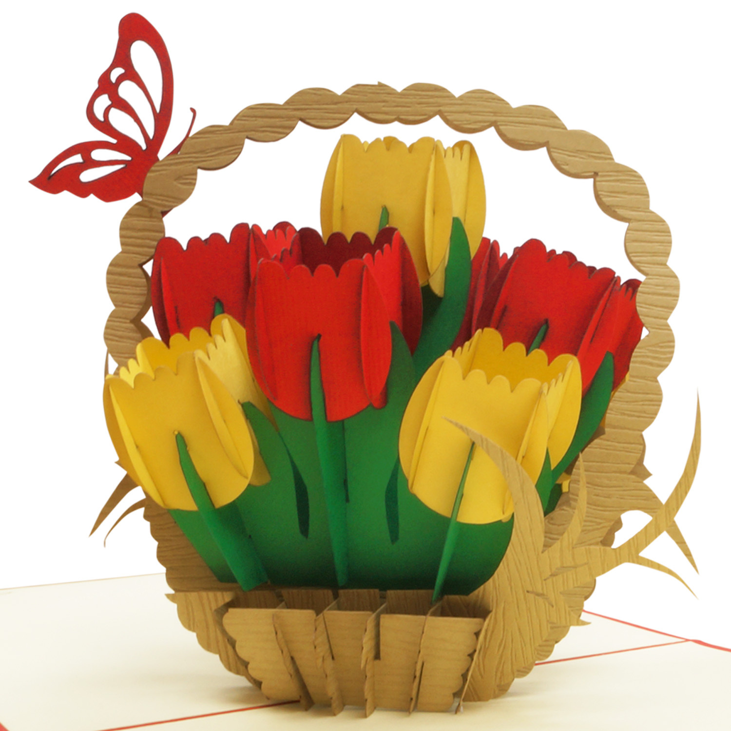 Pop Up Karte, 3D Karte, Tulpen, Tulpenkorb, N322