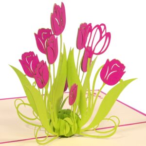 Pop Up Karte, 3D Karte, Tulpen, Rosa, N389