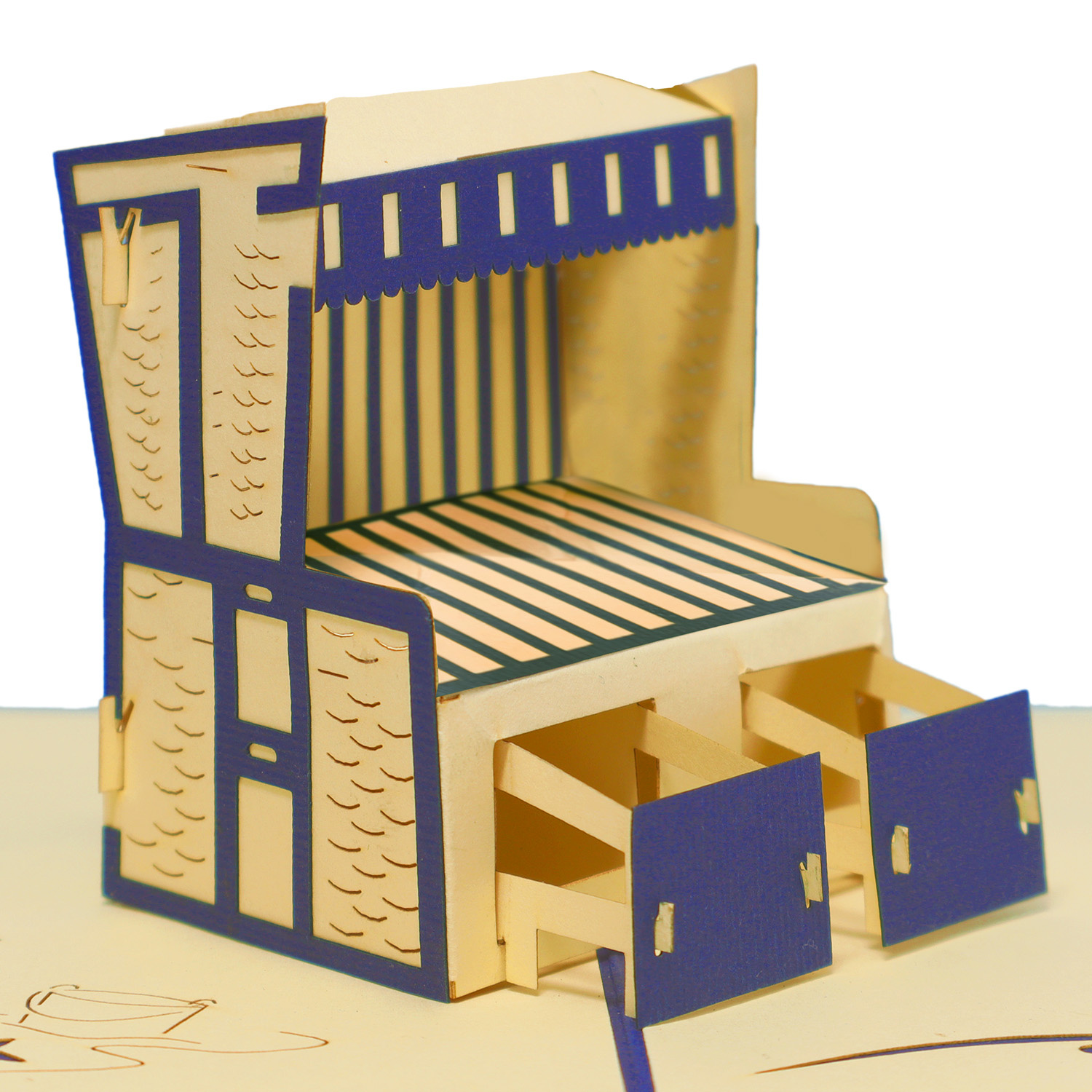 Pop Up Karte, 3D Karte, Strandkorb, N106