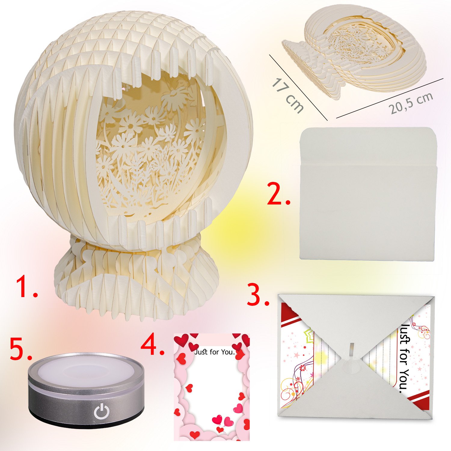 LINPopUp MagicPaper, Pop-Up 3D Blumen Garten Kugel, Mit LED – Bild 2