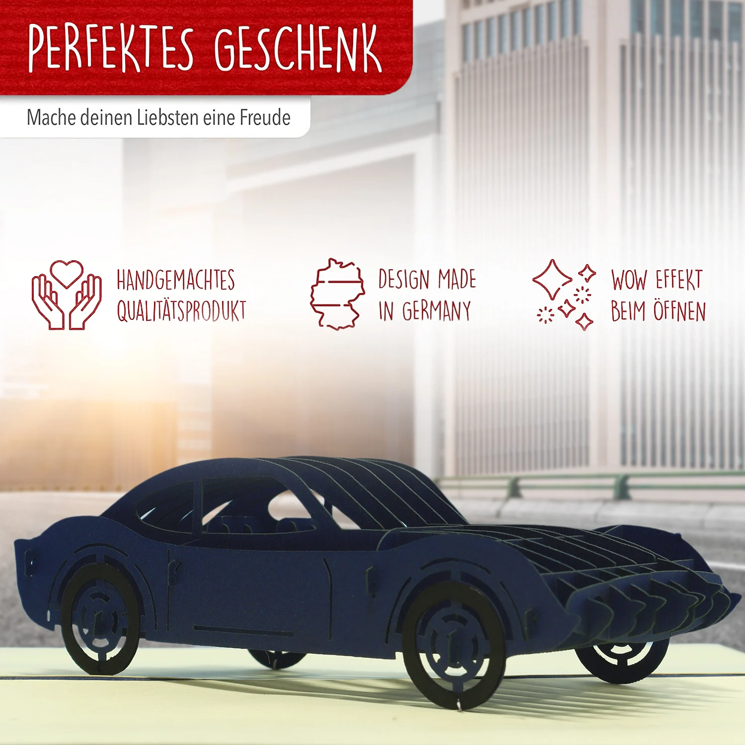 Pop Up Karte, 3D Karte, Führerschein, Auto blau, N394 – Image 4