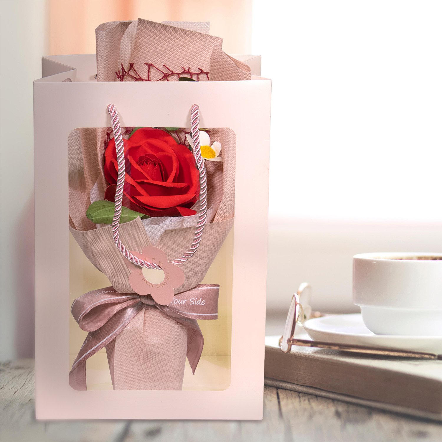 Valentinstag Geschenk, LINPopUp Karte und Rose mit Tüte, 3D Herz - immagine 8