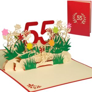LINPopUp Karte Geburtstag, Geburtstagseinladung, Jubiläum, Zahl 55, N325