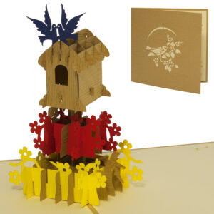 Pop Up Karte, 3D Karte, Vogelhaus, N144