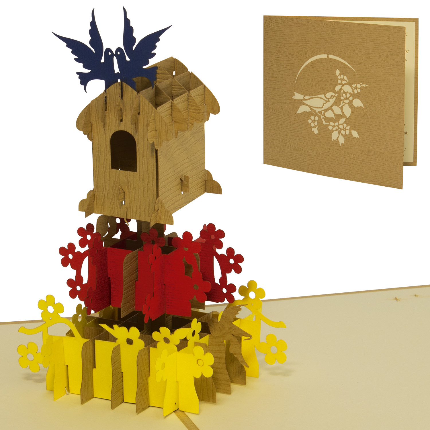 Pop Up Karte, 3D Karte, Vogelhaus, N144