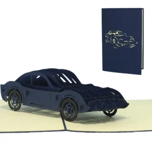 Pop Up Karte, 3D Karte,  Führerschein, Auto blau, N394