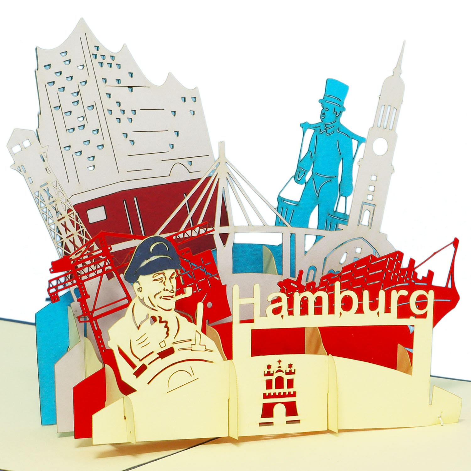 Pop Up Karte, 3D Karte, Hamburg, N193