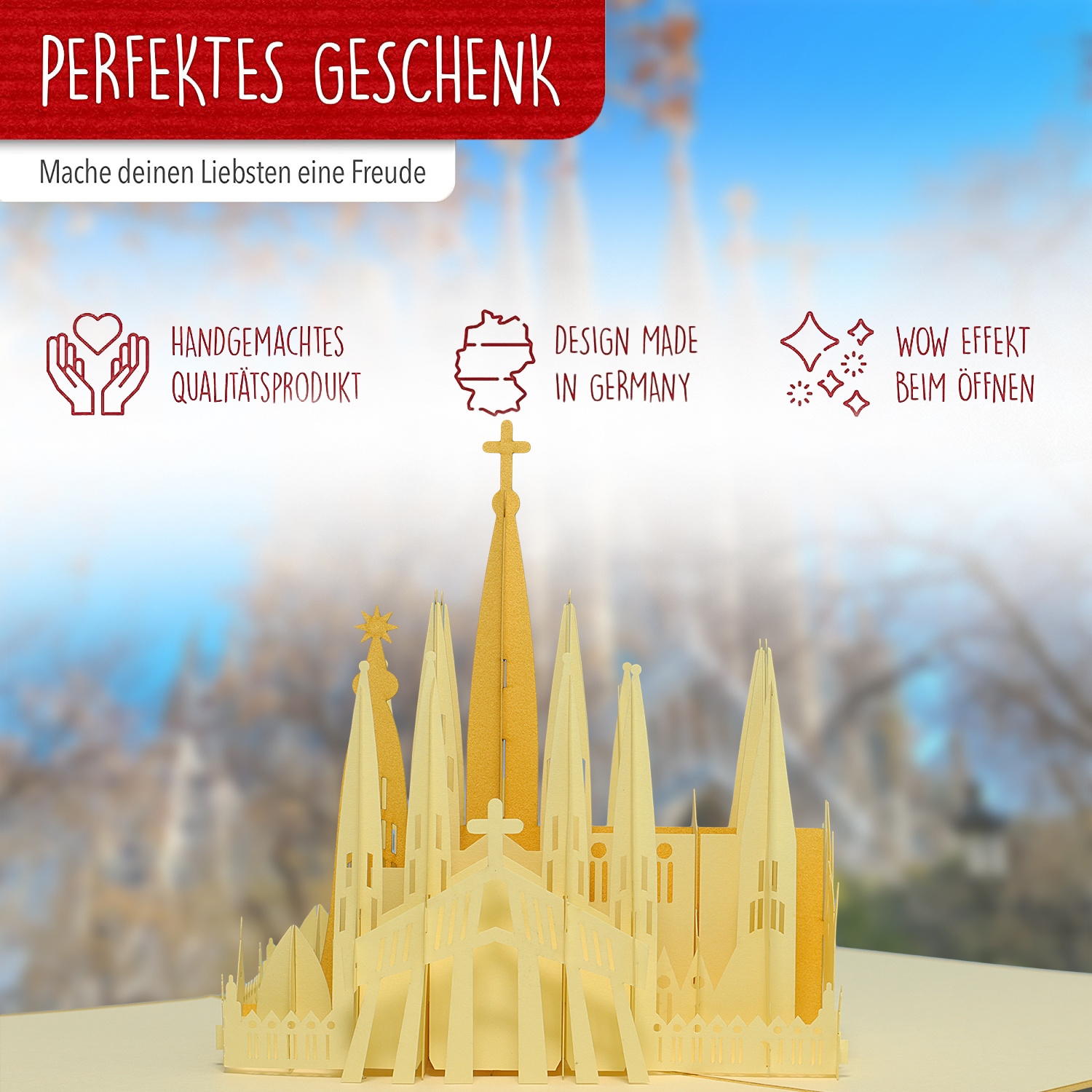 Pop Up Karte, 3D Karte, Barcelona, N266 - immagine 3