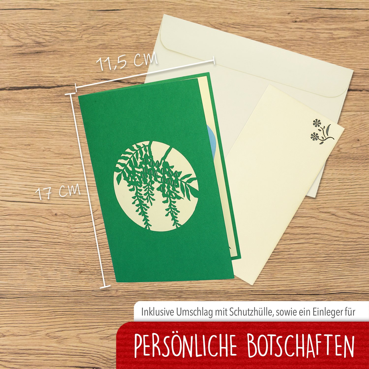 Pop Up Karte, 3D Karte, Teich, Baum, Trauerweide, N347 - Image 2