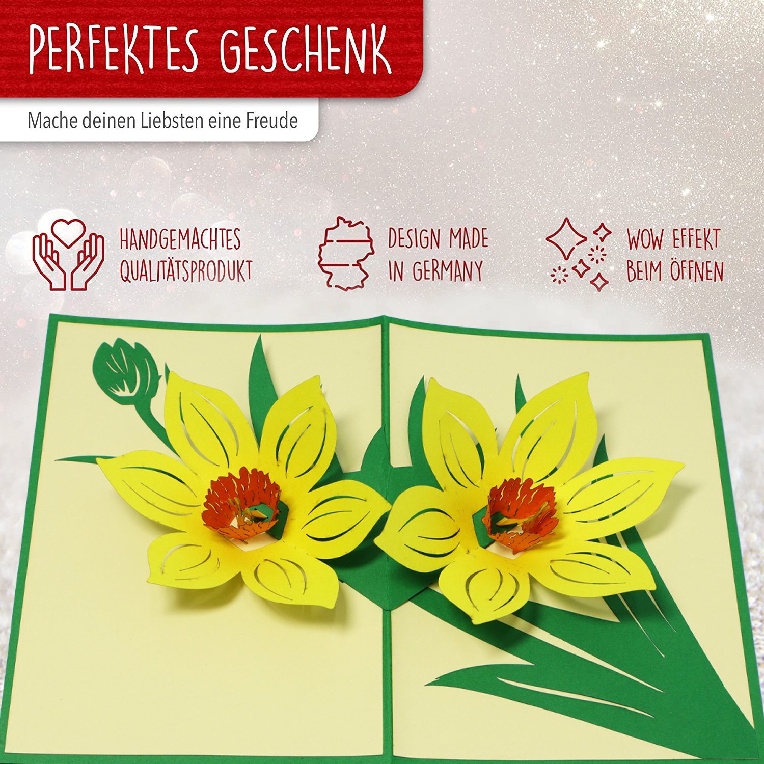 Pop Up Karte, 3D Karte, Blüten - Blumen Gelb, N700 – Bild 3