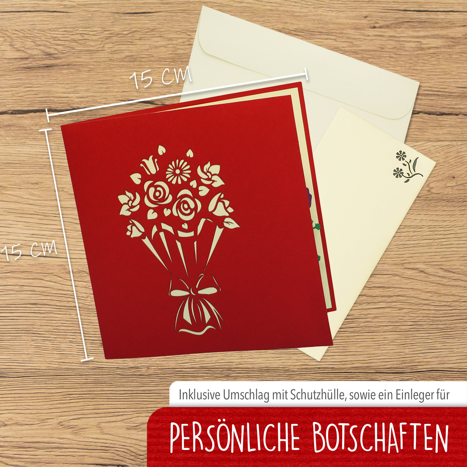 Pop Up Karte, 3D Karte, Blumenkarten, Blumenstrauß, N508 - Image 5