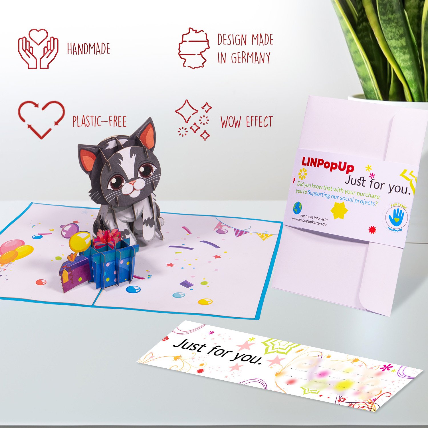 LINPopUp Karte, Geburtstagskarte 3D Katze, N291 - Image 4