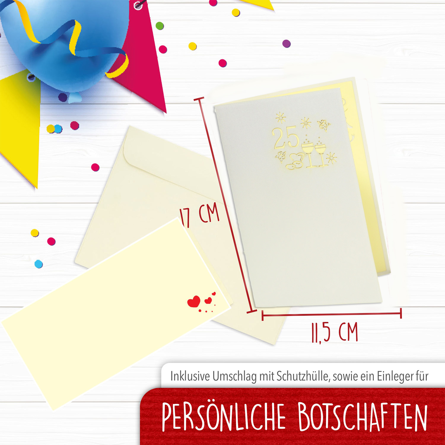 Pop Up Karte, 3D Karte, Hochzeitskarte, Silberhochzeit 25. Jubiläum, N211 – Bild 2