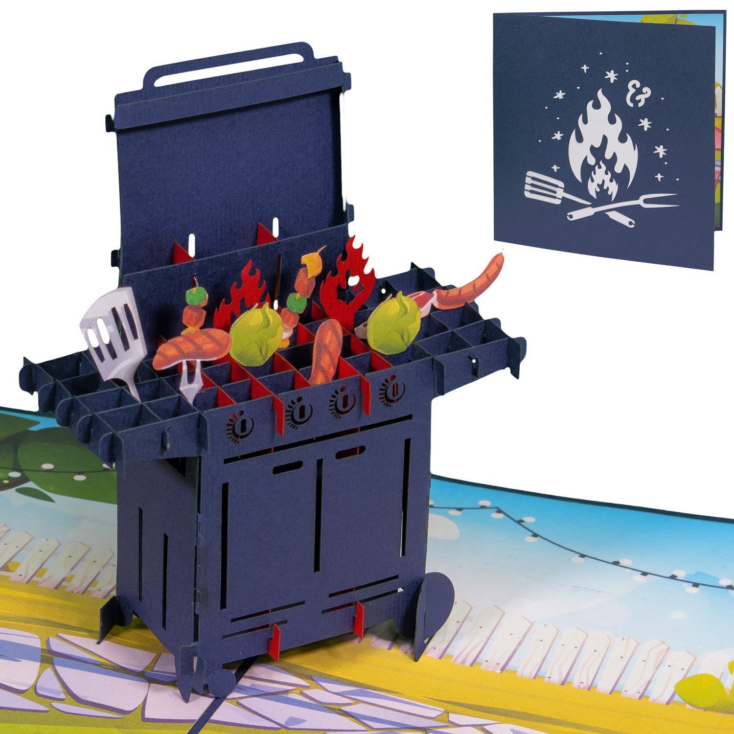 Pop Up Karte, 3D Karte, Grill, N113