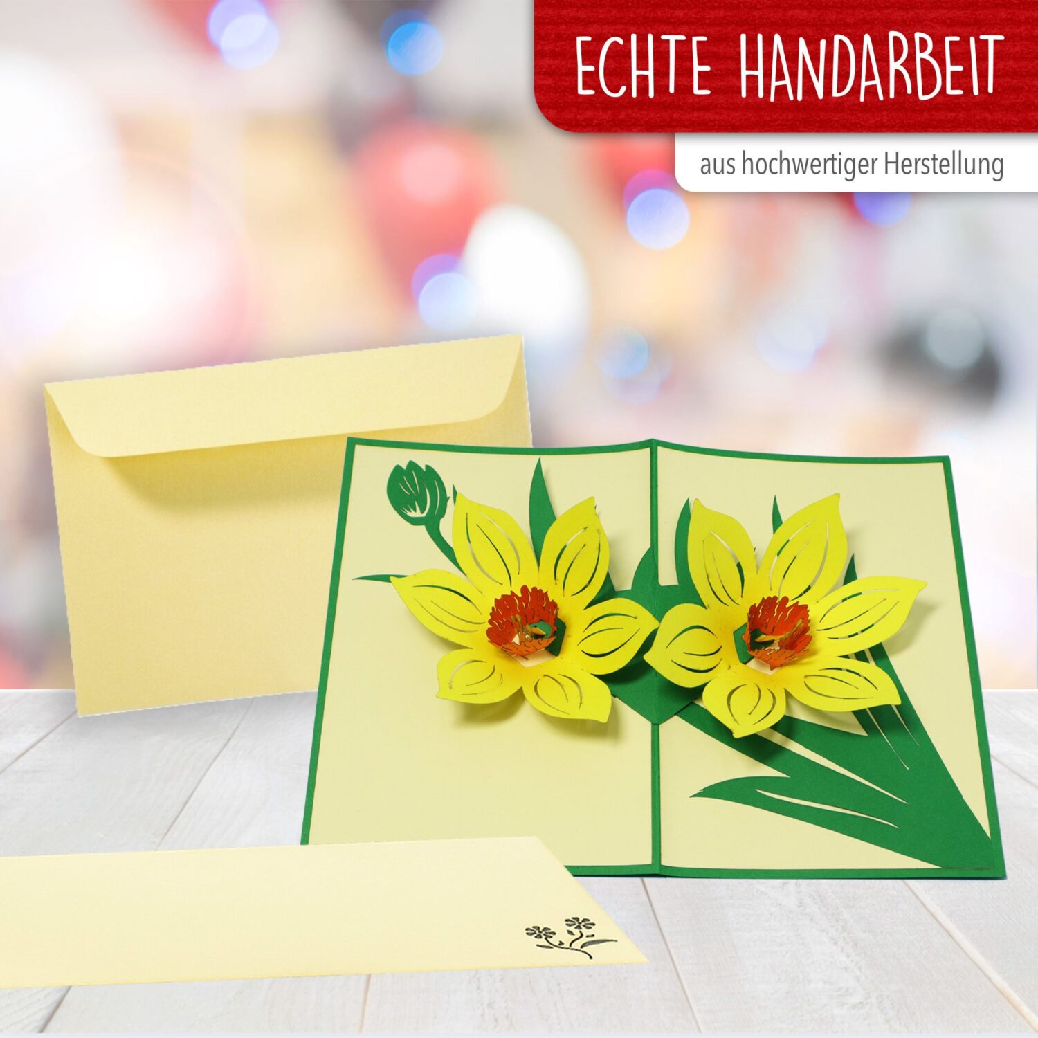 Pop Up Karte, 3D Karte, Blüten - Blumen Gelb, N700 – Bild 4