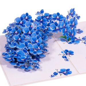 Pop Up Karte Blumen, 3D Karte, Blumenkarte, Orchidee Blau, N309