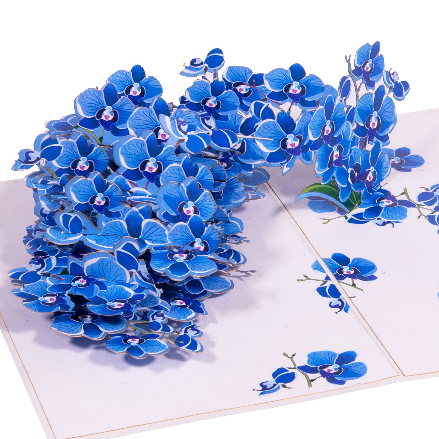 Pop Up Karte Blumen, 3D Karte, Blumenkarte, Orchidee Blau, N309