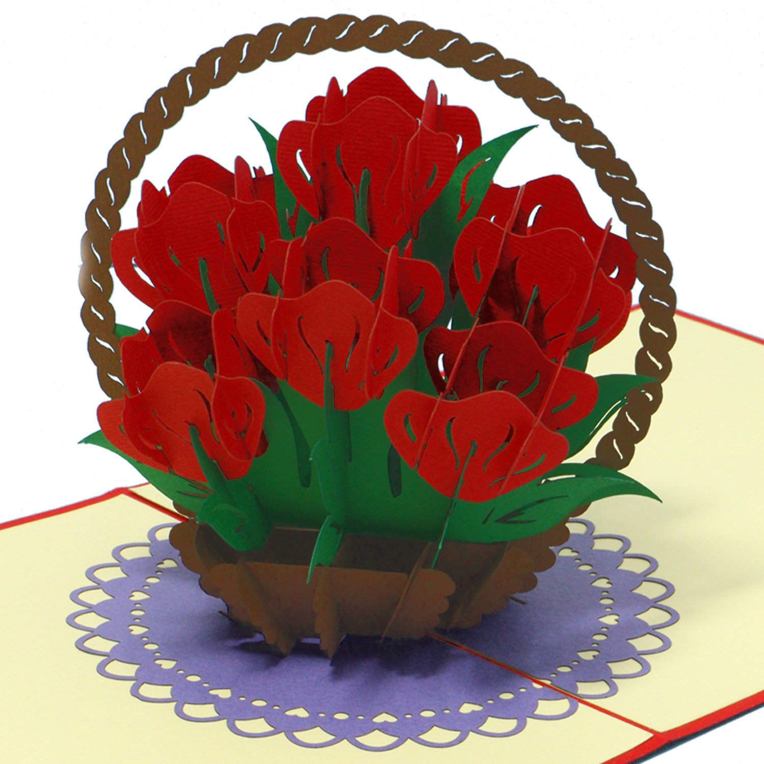 Pop Up Karte, 3D Karte, Rosen Blumenkorb, N720