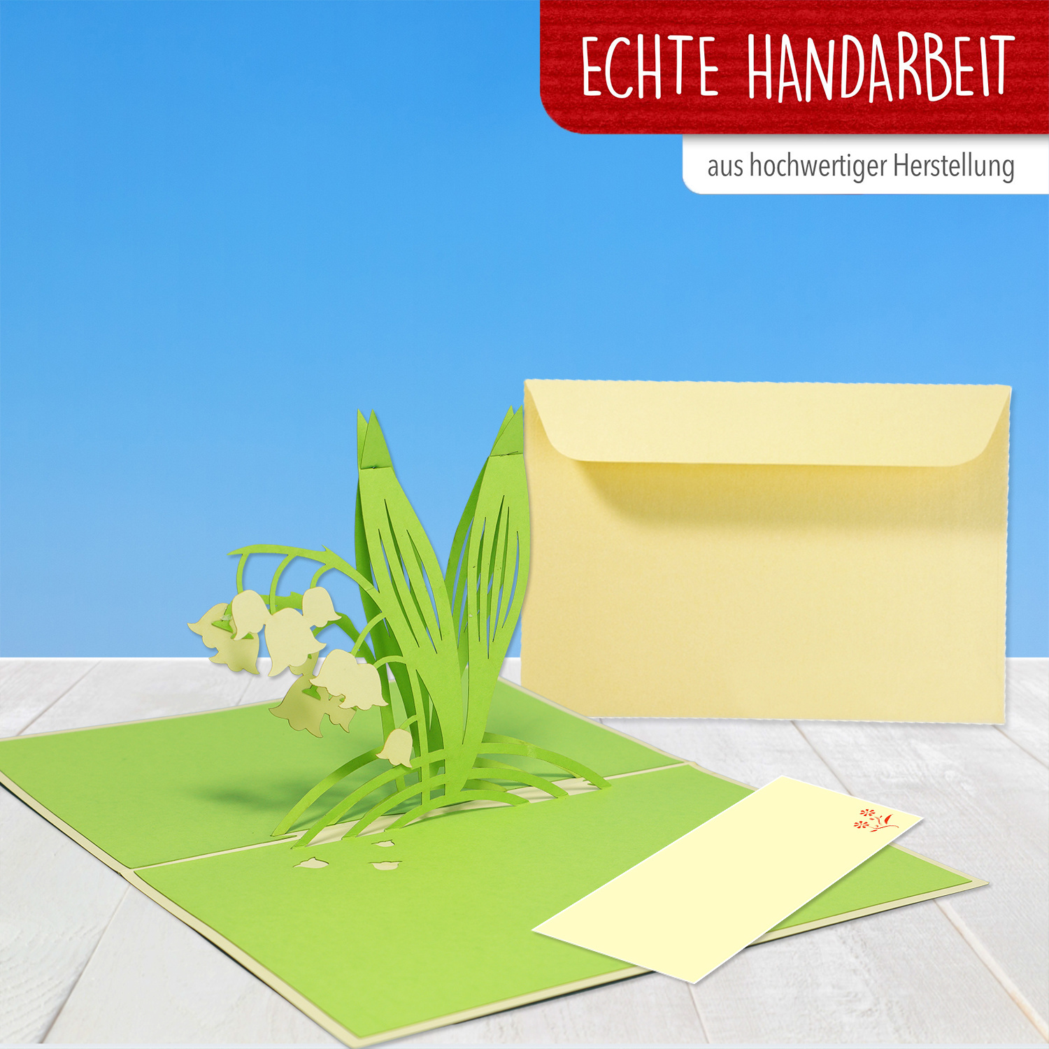 Pop Up Karte, 3D Karte, Blumen, Maiglöckchen, N49 - immagine 4