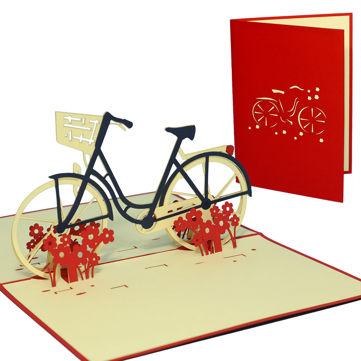 Pop Up Karte, 3D Karte, Damenfahrrad, N156