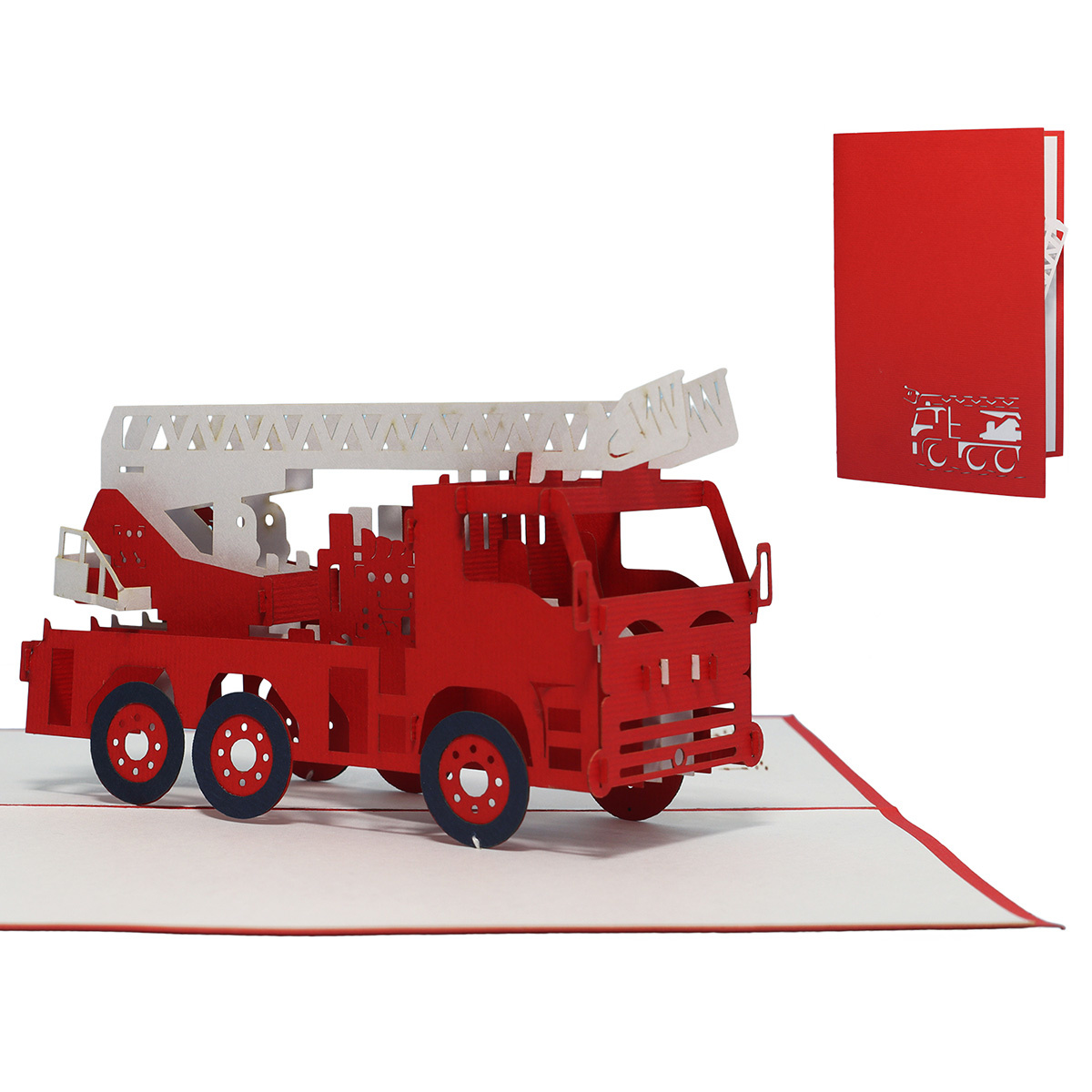 Pop Up Karte, 3D Karte, Kindergeburtstag, Feuerwehrauto, N216