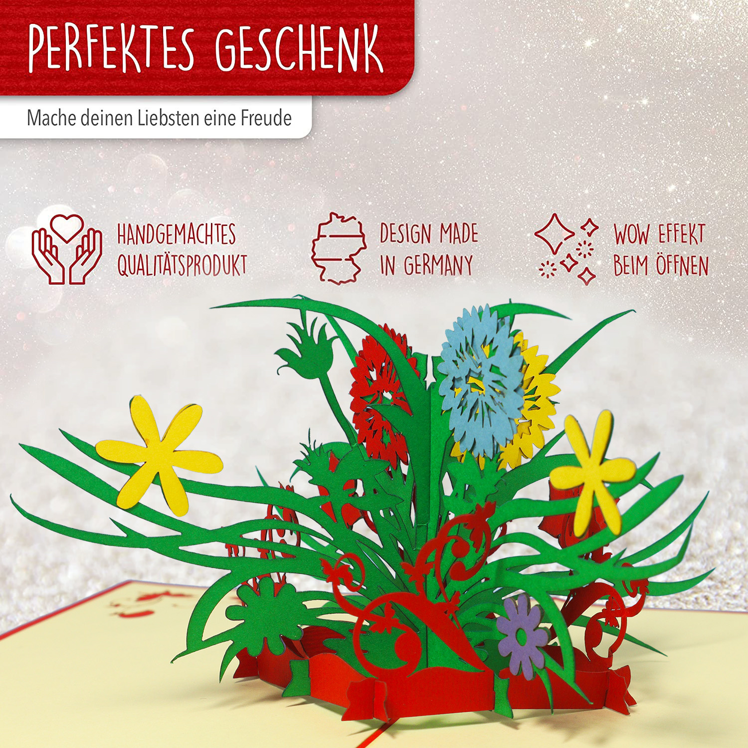Pop Up Karte, 3D Karte, Wildblumen, N338 – Bild 3