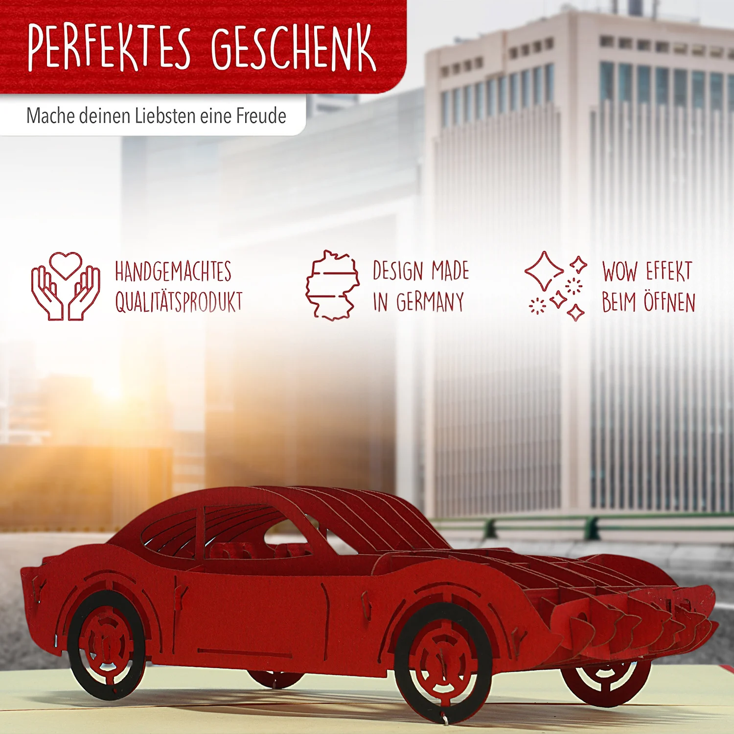 Pop Up Karte, 3D Karte, Führerschein, Auto rot, N396 – Image 2