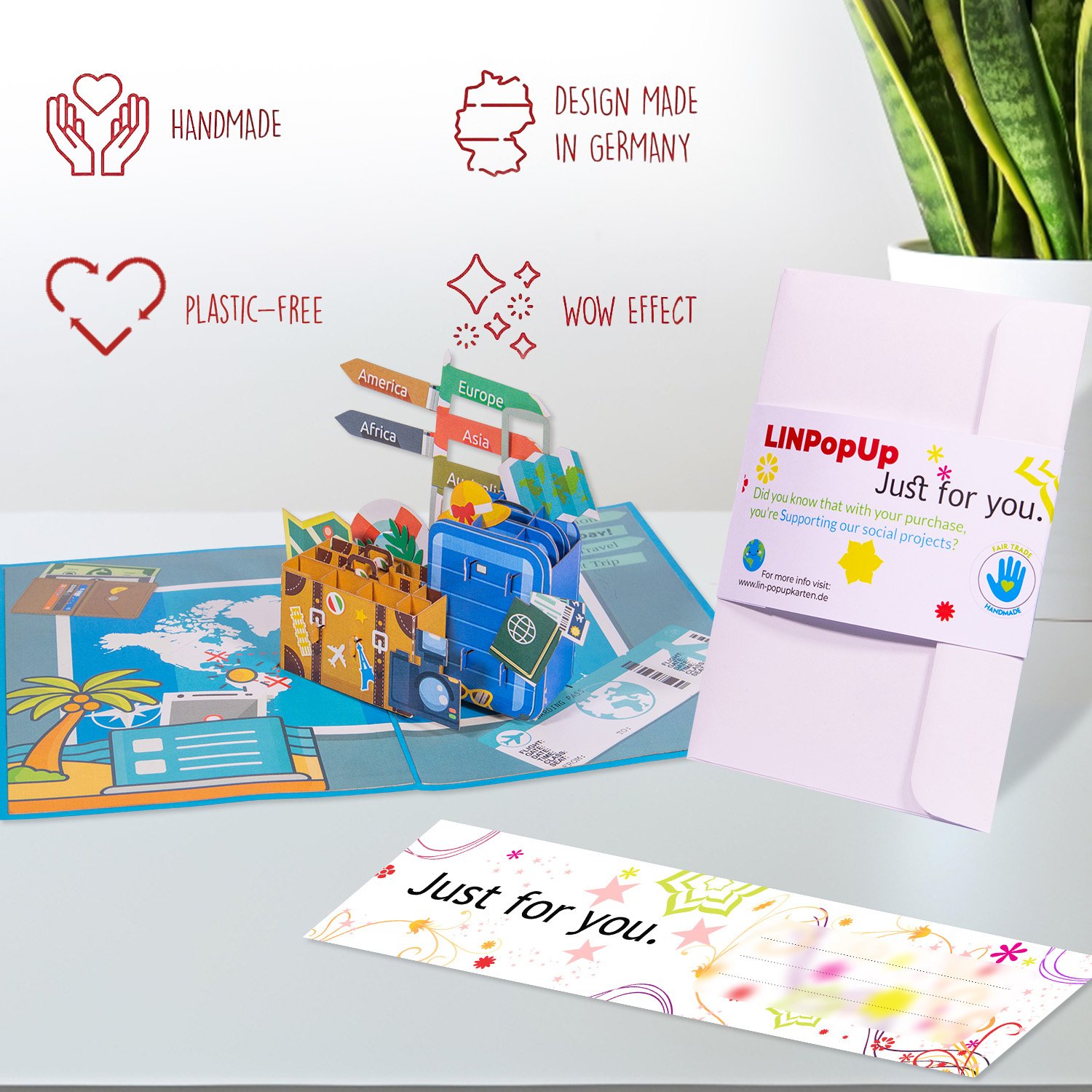 Pop-Up Karte Reise, Gutscheinkarte für Flugticket, Urlaubkarte, N246 – Image 4