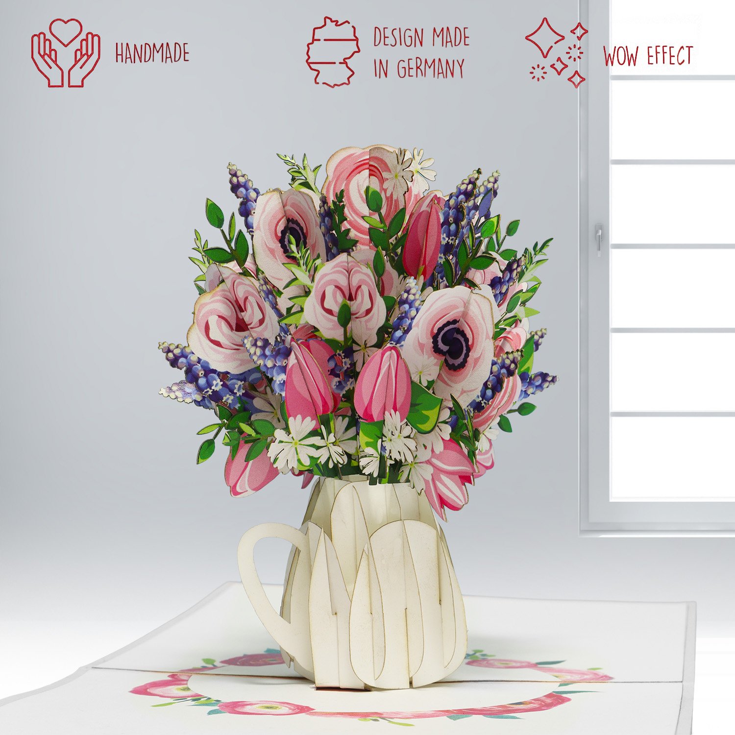 Pop Up Karte, 3D Karte, Blumenstrauß, Blumen, N507 - Image 3