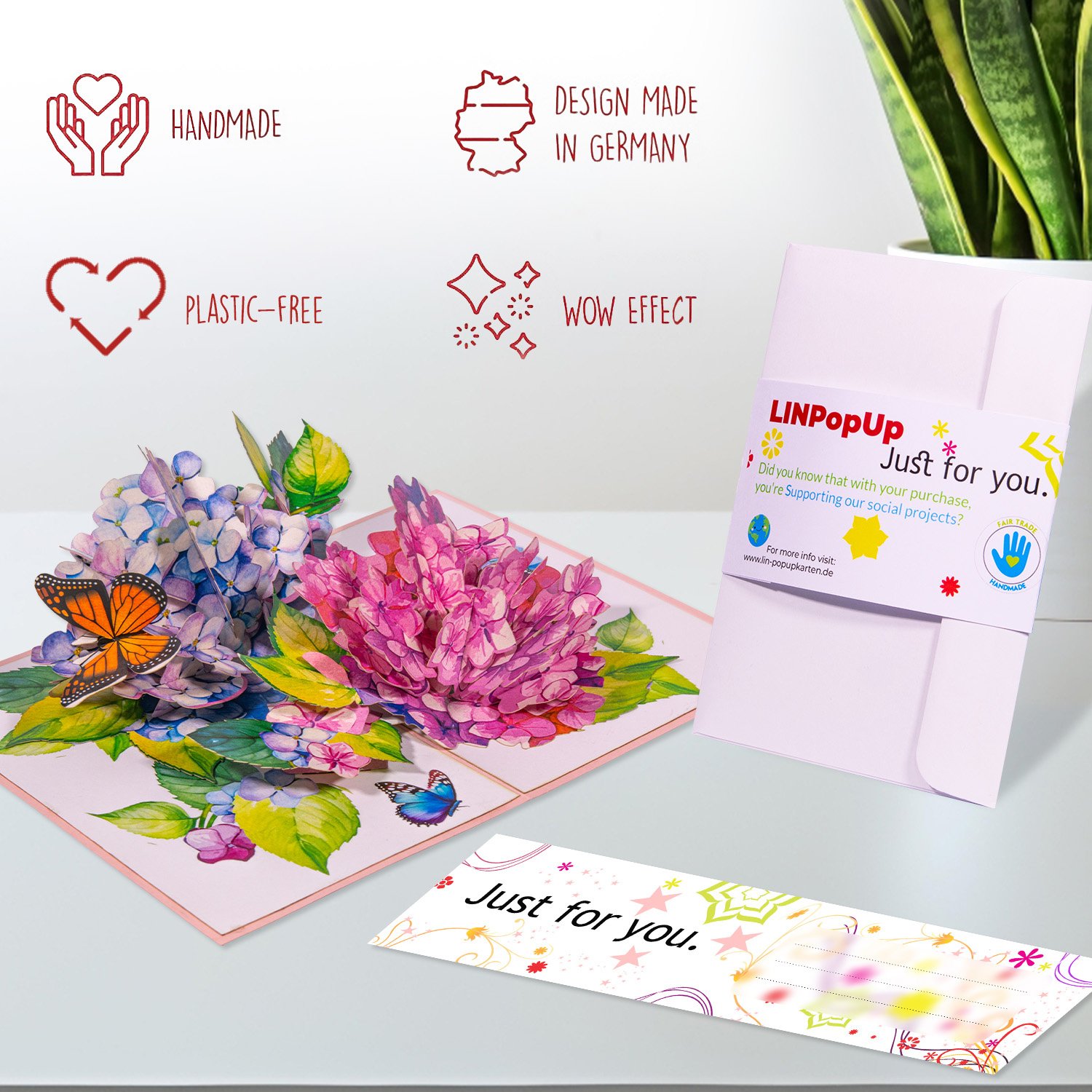 LINPopUp Karte, Pop Up Karte 3D Blumen, Hortensien, N278 – Bild 5