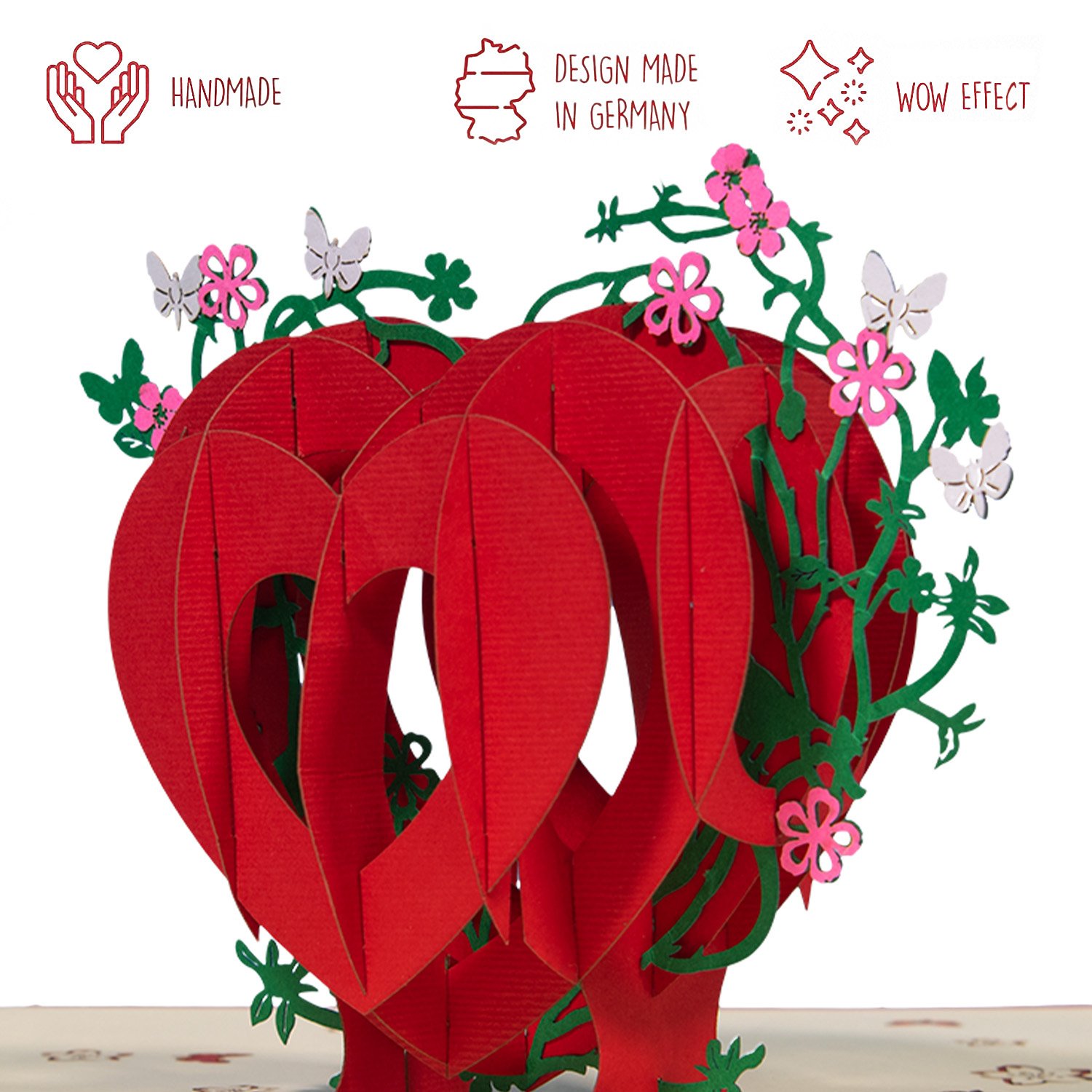 Valentinstag Geschenk, LINPopUp Karte und Rose mit Tüte, 3D Herz - immagine 7
