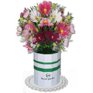 LIN Pop Up Blumen, 3D Karte, Handgemachter Blumenstrauß aus Papier, Schmuckkörbchen, N803