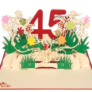 Pop  Up  Karte Geburtstag, Geburtstagseinladung, Jubiläum, Zahl 45, N326